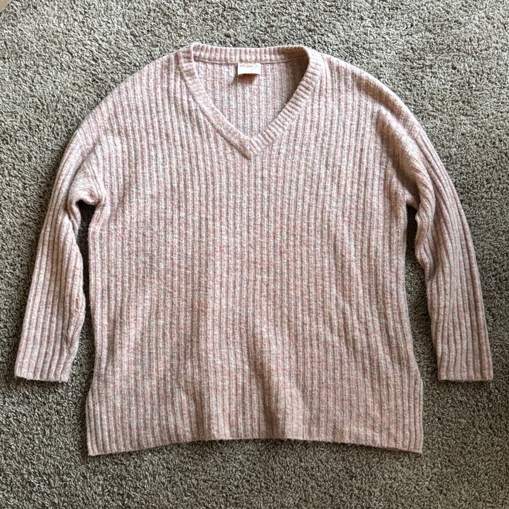 Kerisma Pink V-Neck Ribbed Sweater